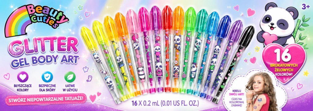 Townley Girl Body Art – 16 długopisów brokatowych Syrenki